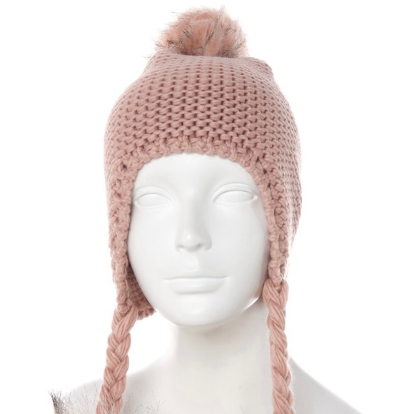 Knit Pom Pom Pink Women's Winter Knit Hat Touqe Beanie - Picture 2 of 2